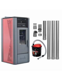Fornello - Sophia Premium 11 kW - Bordeaux - Kit Evacuare 3,5 ml + Aspirator cenusa - INCLUS