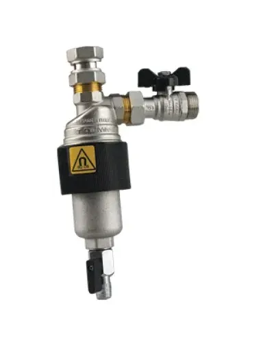 TM-MAG Filtru magnetic sub centrala cu robinet cu sfera si pahar colector alama