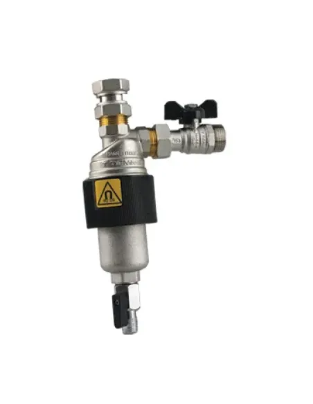 TM-MAG Filtru magnetic sub centrala cu robinet cu sfera si pahar colector alama