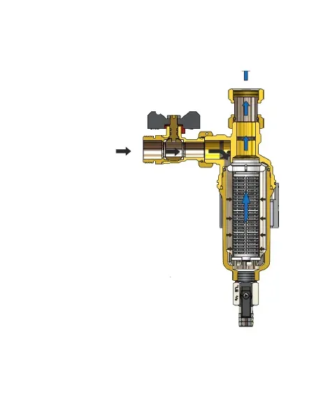TM-MAG Filtru magnetic sub centrala cu robinet cu sfera si pahar colector alama