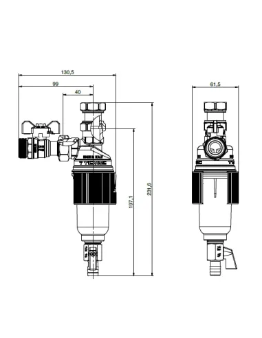TM-MAG Filtru magnetic sub centrala cu robinet cu sfera si pahar colector alama