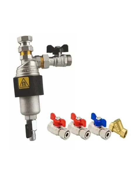 Filtru magnetic T‑MAG Tiemme 3/4 + 3 robineti si un filtru bronz